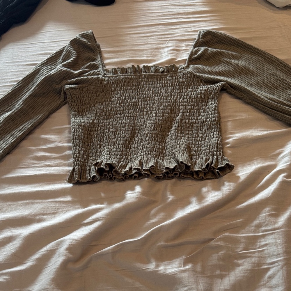 Altar'd State Olive Ruffled Blouse- Brand New